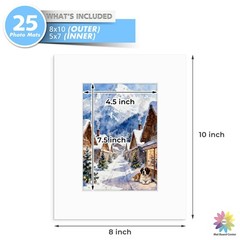 Mat Board Center, Pack of 25, 8×10 for 5×7 White Mats – Acid Free, 4-ply Thic…