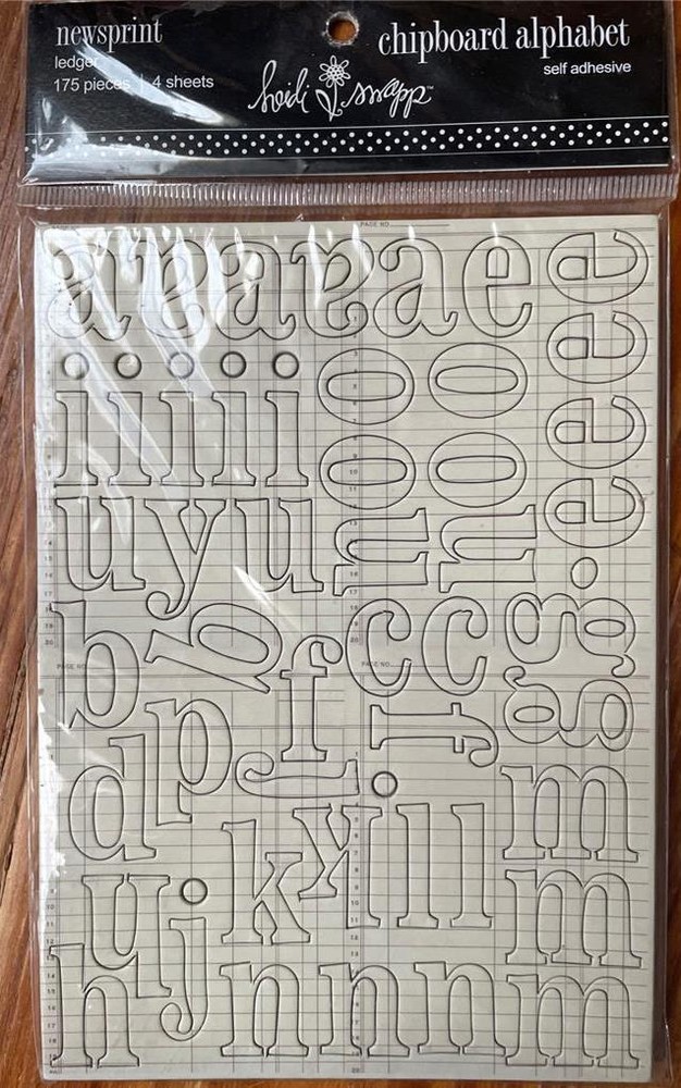 New Heidi Swapp Chipboard Alphabet Newsprint Ledger 175 pieces
