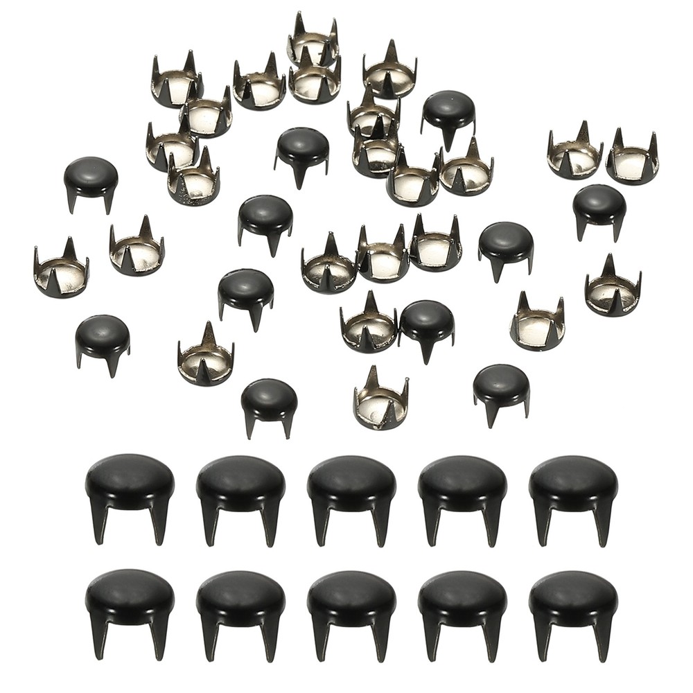 5mm Metal Studs Spots 100Pcs Round Dome Claw Beads Nailhead, Bright Black
