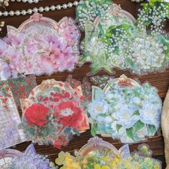 20Pcs Flowers Transparent Stickers Journal Planner Scrapbooking Sticker Crafts