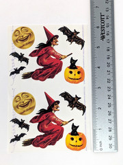 John Grossman Gifted Stickers: Vintage Witch Bat Pumpkin Moon Black Cat 1996