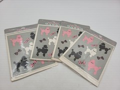 Vintage 1983 Hallmark Stickers Sheets Poodles Bows 4 Packs Of 4 Sheets