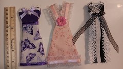 Lot Of 3 Handmade Dresses For Junk Journals scrapbooks shadow boxes Ornaments