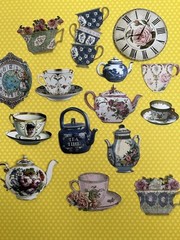 Set of 15 Vintage Teacups English Tea Time Photos Stickers Scrapbooking