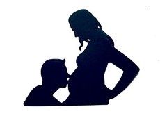 PREGNANT WOMAN, DAD & SISTER KISSING BELLY, DOCTORS VISIT + SILHOUETTE DIE CUTS