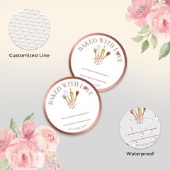 Mobiusea Creation Rosegold Baked with Love Stickers | 2 Inch 300pcs Packaging La