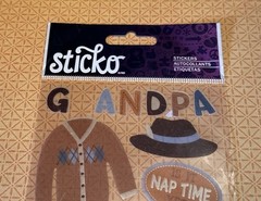 Sticko GRANDPA 2 Flat Stickers MISSING LETTER R Clothes Chair Pocket Watch
