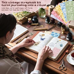 540 PCS Vintage Floral Scrapbook Supplies & Scrapbook Stickers, Junk Journal Sup