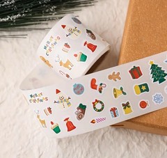 2 ROLLS=600 COUNT Classic Christmas Cartoon Images Small Stickers Lot