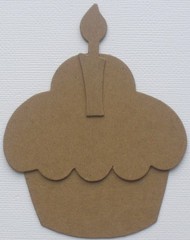 {3} LARGE CUPCAKE w/ CANDLE – Birthday Bare Chipboard Die Cuts – 5″ assembled