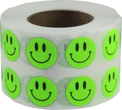 1/2″ Inch Small Fluorescent Green Happy Face Labels, 1,000 Total Adhesive Sti…