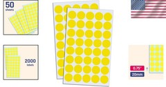 2000 High-Quality Yellow Round Dot Stickers – Perfect for Any Labeling Needs