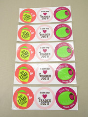 5 Trader Joe’s Valentine’s Day Stickers Sheets 3″ Diameter Round Olive You