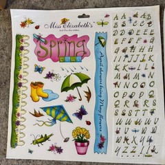 Vintage Scrapbook Sticker Lot Miss Elizabeth Stickopotamus Travel Spring Floral