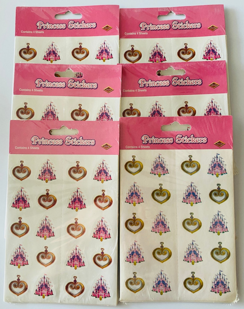Beistle Stickers 6 Packs Princess Castle & Heart Locket 24 Sheets 2006 Sticker