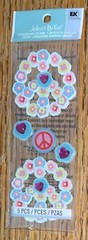 RARE Jolees Mini 3D Colorful Peace Signs W/Flowers Gem Hearts Scrapbook Stickers