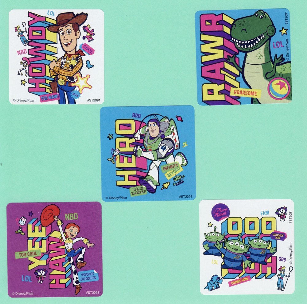 10 Toy Story Neon Large Stickers – Woody, Buzz Lightyear, Aliens, Rex, Jessie