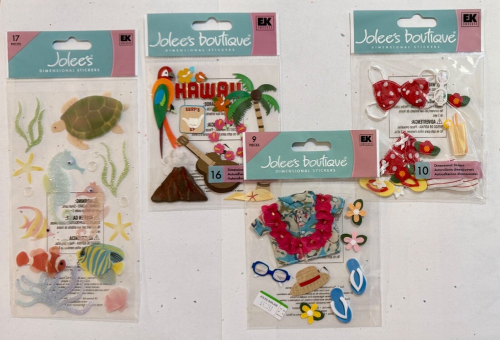 Lot of 4 – Jolee’s Boutique 3D Stickers TRAVEL Tropical Vacation Hawaii Beach…
