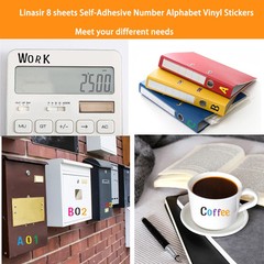 8 Sheets Alphabet Stickers Large 1008 Letter Stickers 1 inch Vinyl Self-Adhesive