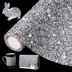 Bling Rhinestone Sticker DIY Crystal Sheet Silver Self-Adhesive Decor New