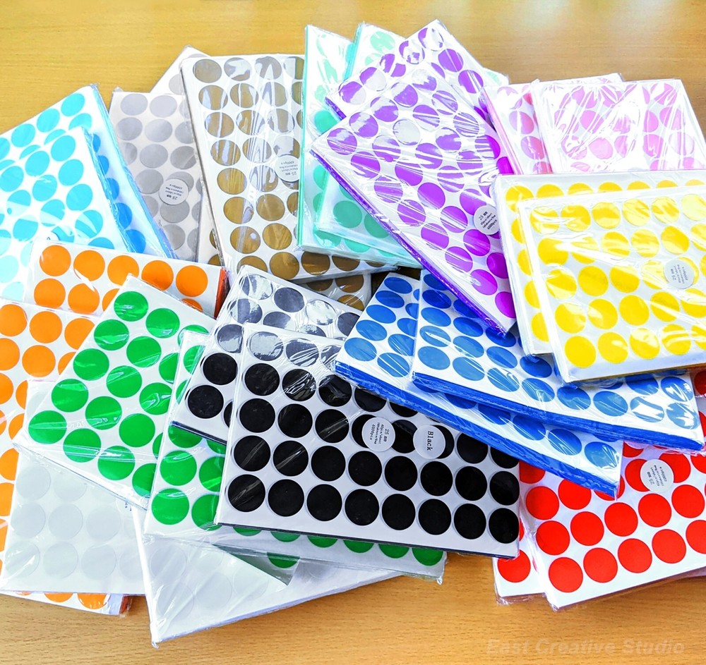 Assorted Sizes Colour Sticker Dots Adhesive Round Labels Circular Spot Scrapbook