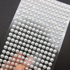 3 Sheets of 200pcs White Self-Adhesive Acrylic Pearl Stickers 6mm Stick On Gems