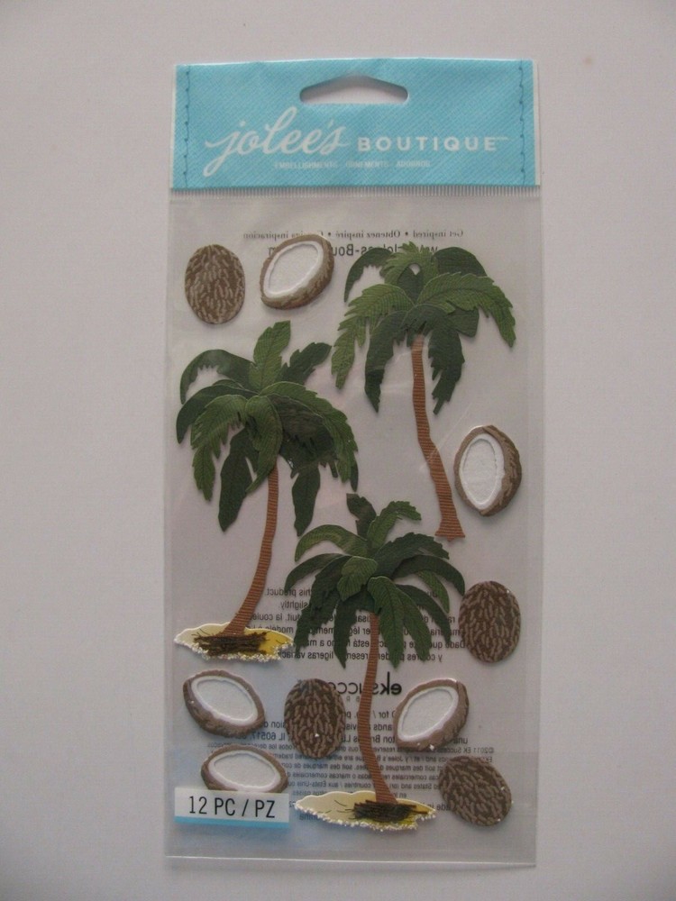 Jolee’s Dimensional COCONUT PALMS 12 Pieces NIP