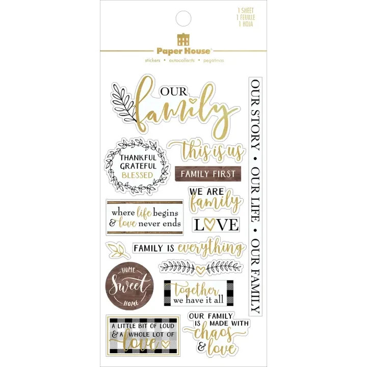 Blessed Family Clear Sticker Sheet for Scrapbooking & Crafts
