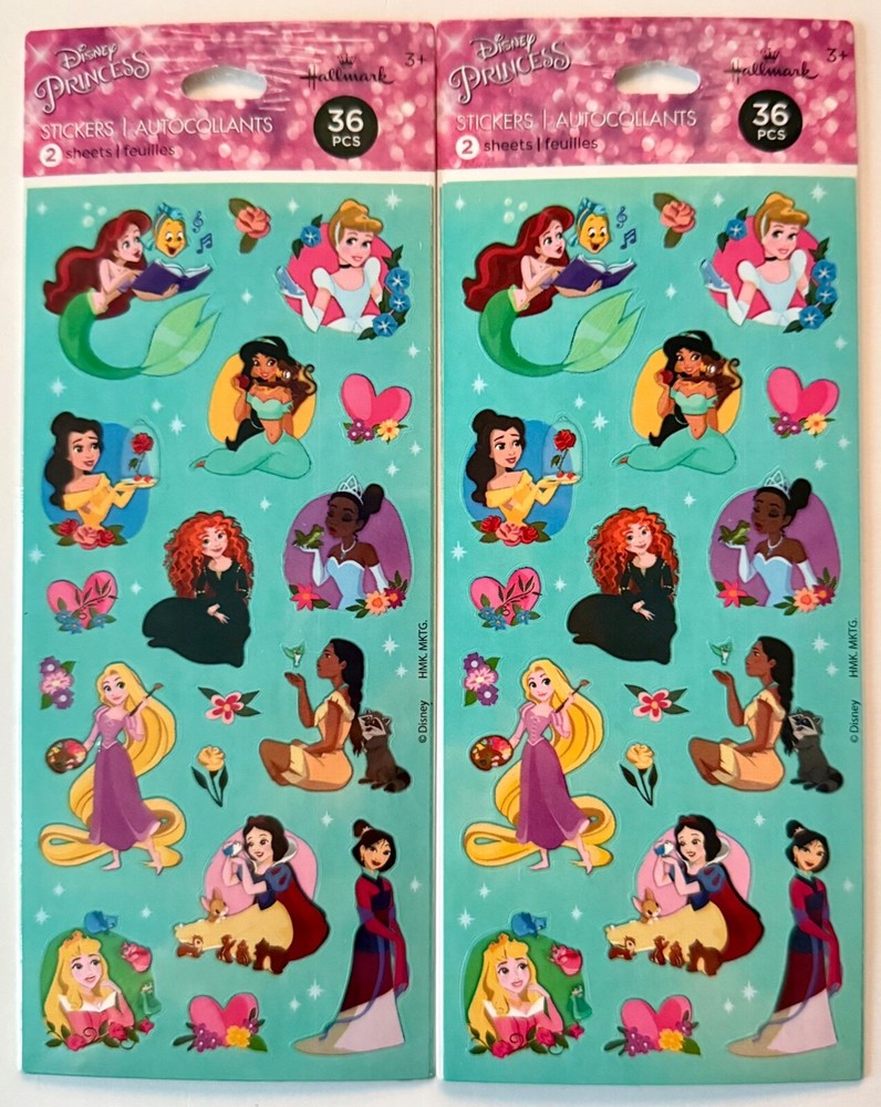 Disney Princess Sticker Lot Collection Little Mermaid Belle Jasmine Snow White +