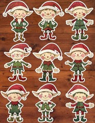 Christmas Elf Die Cut Stickers Set Scrapbooking Laptop WaterBottle