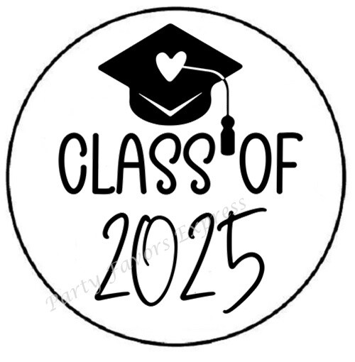 CLASS OF 2025 GRADUATION CAP HEART ENVELOPE SEALS LABELS STICKERS PARTY FAVORS
