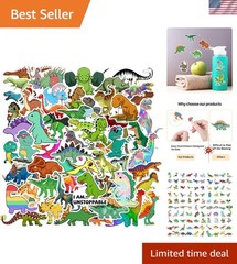 100PCS Colorful Waterproof Dinosaur Stickers – Perfect Party Supplies & Rewards