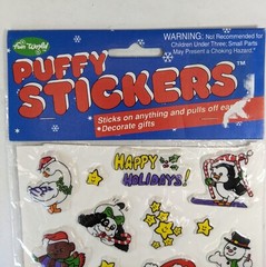 VINTAGE PUFFY CHRISTMAS STICKERS – 2 Packs – Cute Designs – Fun World #7020