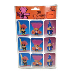 VINTAGE 1992 TREASURE TROLLS 36 STICKERS TOTAL NEW IN PACKAGE ACE NOVELTY