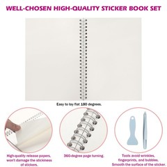 SUNEZLGO A5 Reusable Sticker Book 60 Sheets, Sticker Collecting Album Organiz…