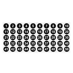 1 to 50 Number Stickers 1 Inch, Consecutive Vinyl Round Labels Dot Decals, Black