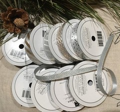 Lot of 9 Rolls of Glitter Ribbon Mixed 3yds x 7/8″- 5/8″- 3/8″w American Crafts
