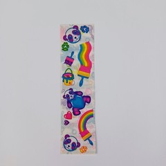 Vintage Lisa Frank Single Sticker Strip -Panda Bears -Paint S139 Rare 80s Unused