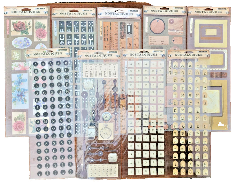 Vintage Stickopotamus Rebecca Sower Nostalgiques Scrapbook Stickers – 9 XL packs