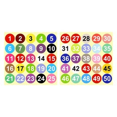 1 to 50 Number Stickers 1.5 Inch, Vinyl Round Labels Dot Decals, Multicolor