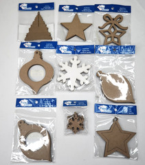 Chipboard Die Cut Christmas Shapes x9 Unfinished for Crafting Total 66 pcs