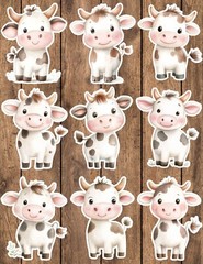 Cute Cow Vinyl Die Cut Stickers Set Scrapbooking Laptop Waterbottle