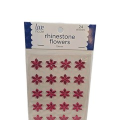 Love Nicole Pink Rhinestone Flower Stickers 19MM Craft Embellishment 24 Count
