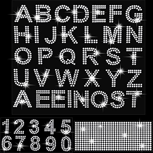 3 Sheets Glitter Letters Rhinestone Sticker Letter Bling Crystal Silver