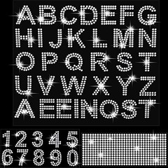 3 Sheets Glitter Letters Rhinestone Sticker Letter Bling Crystal Silver