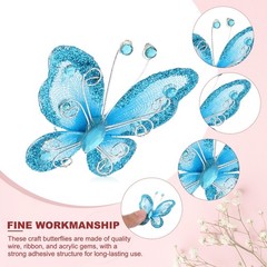 24Pcs Butterflies for Crafts, 2.2″ Organza Butterflies, Lake Blue