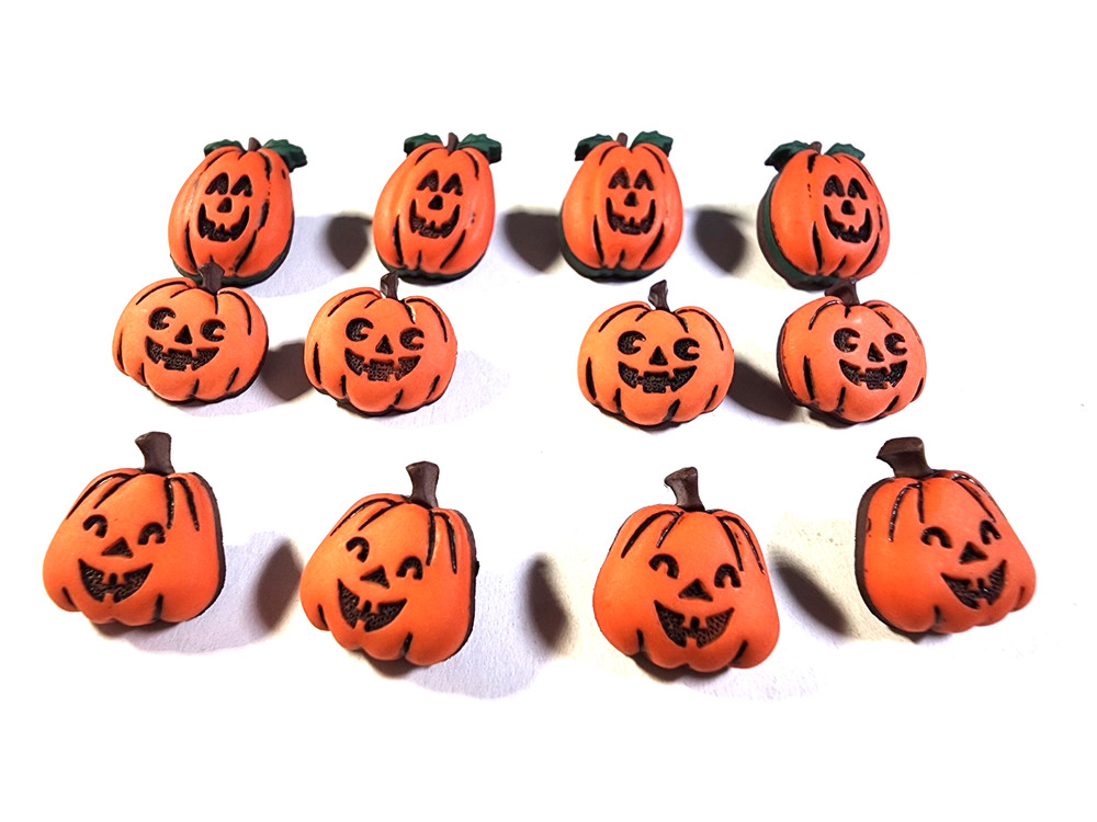 Pumpkin Jack O Lantern 3D Buttons 12pc for Scrapbooking Halloween Junk Journal