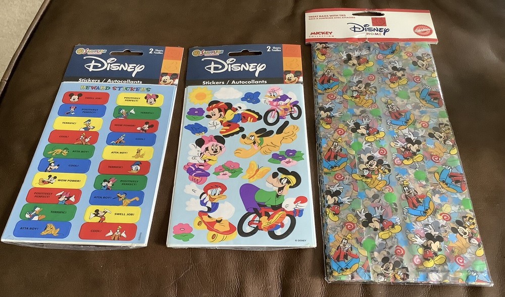 SANDYLION Stickers WILTON Treat Bags Disney Mickey Mouse And Friends NIP Lot 3