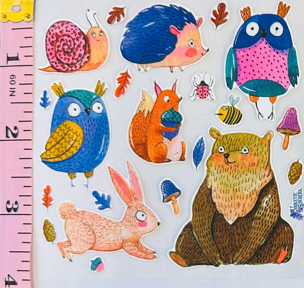 Violette Stickers Woodland Animals Crafts Planner Supply Scrapbook Owl Bunny
