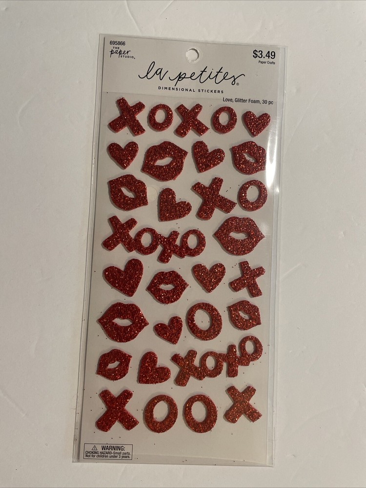 La Petites Dimensional sticker set. XOXO Glitter Foam 30 Pieces New